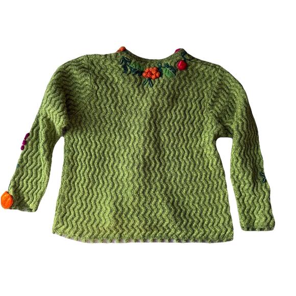 Rare Design Options Philip & Jane Gordon Green Veggie Garden Cardigan Sweater L - Picture 9 of 14